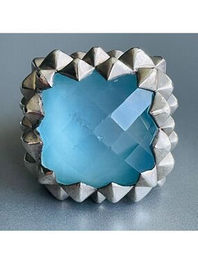 Stephen Webster Superstud Blue MOP Cat's Eye Quartz Sterling Silver Squa…